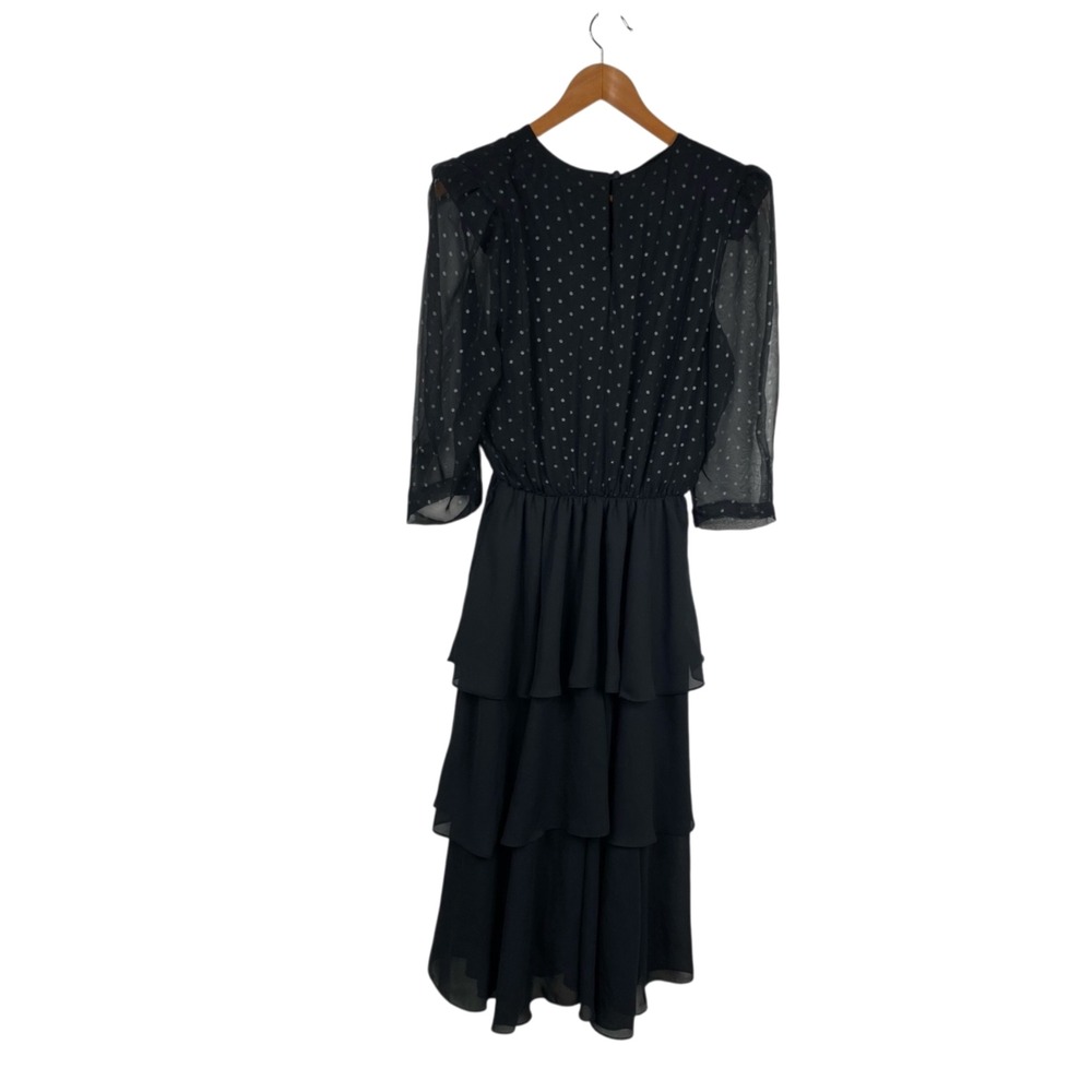 Vintage Pellini Women's Layered Tiered Polka Dot Cocktail Dress Black Sz 9/10